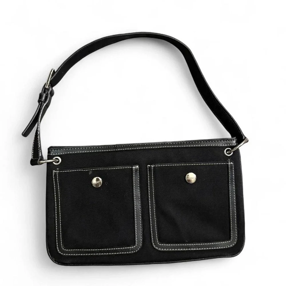 Esprit Black Canvas Baguette Shoulder Bag Y2K